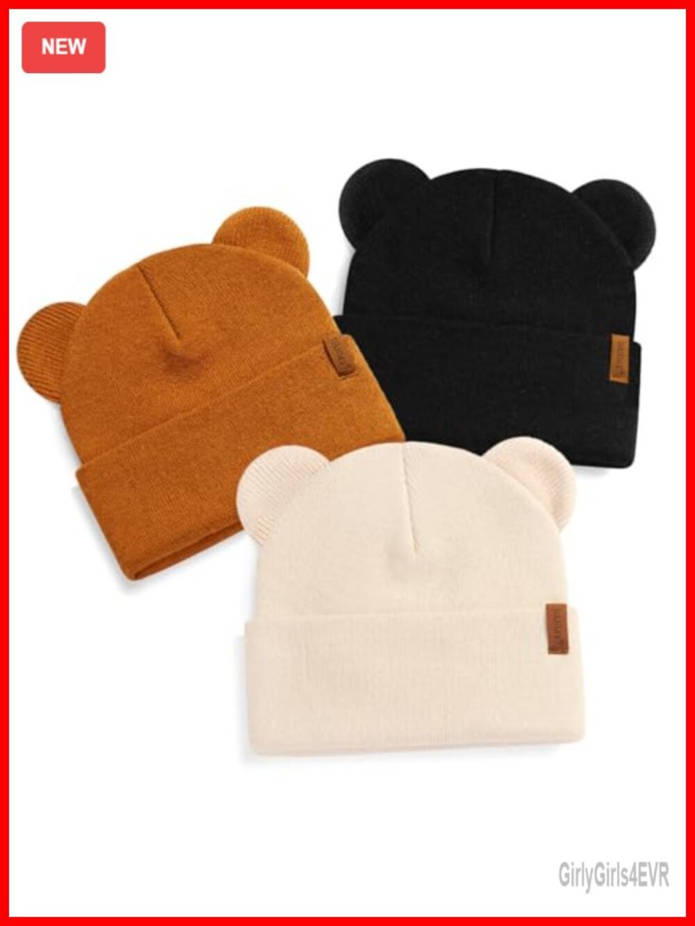 Baby Winter Beanie Hat with Bear Ear Warm Knitted Acrylic Skull Cap